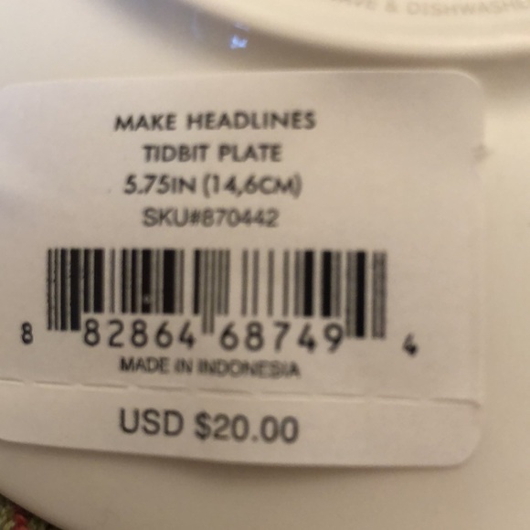 NWT KATE SPADE MAKE HEADLINES CHARM MAGAZINE TIDBIT PLATE by LENOX CHINA - Picture 4 of 11